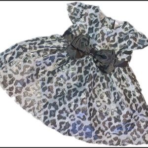 Girls silver leopard holiday dress